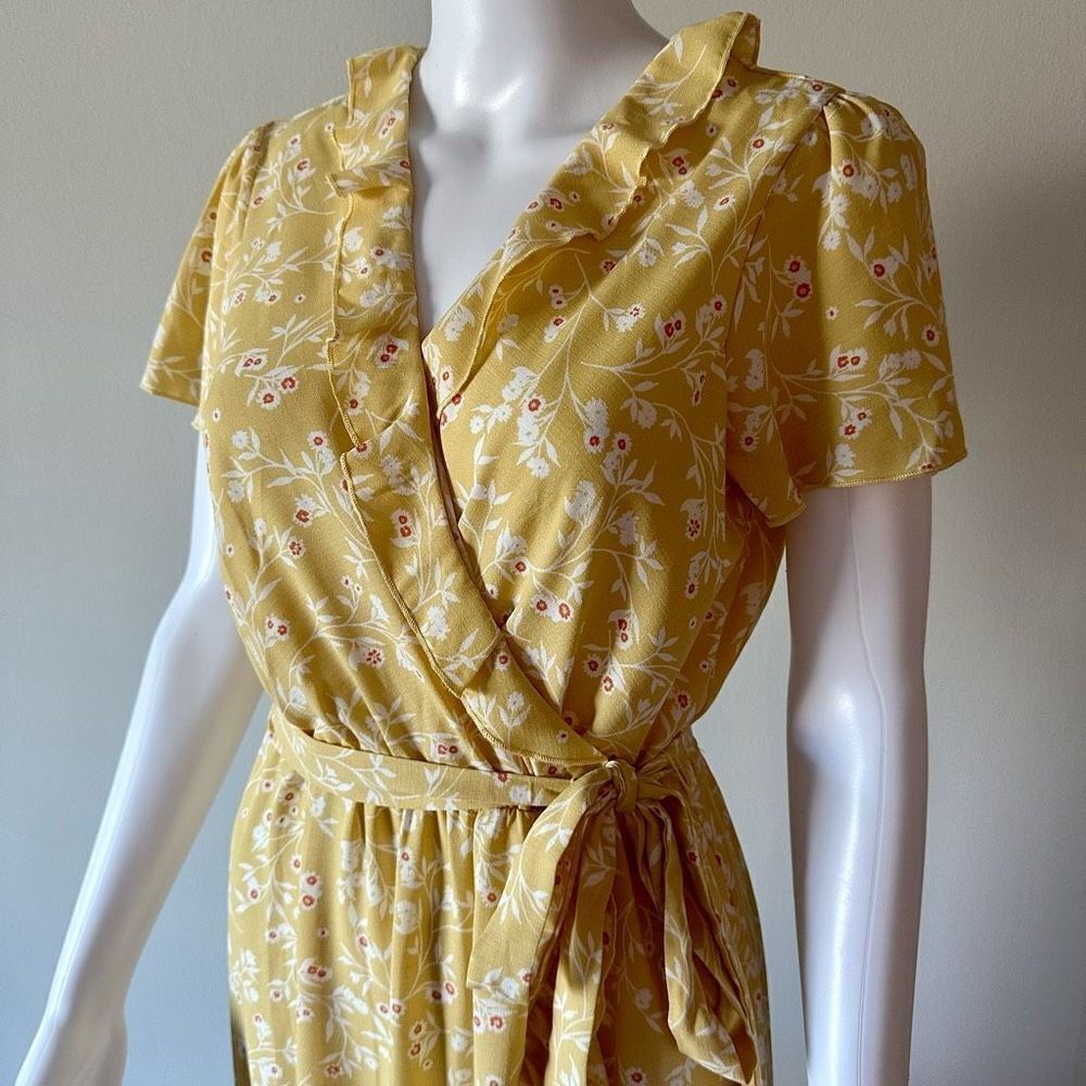 Floral Wrap Dress in Yellow